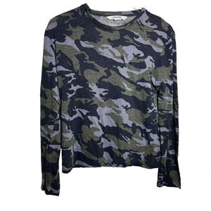 Zadig & Voltaire mens hector Camo Linen T Shirt Long Sleeve size small
